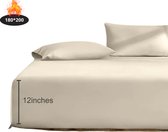 Set de Hoeslaken 3 pièces Livano - Kussensloop - Set et taie d'oreiller inclus - Kaki 180 x 200