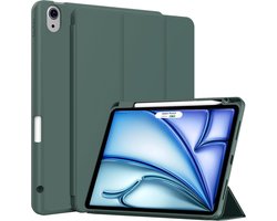 Hoes Geschikt voor Apple iPad Air 11 inch (2026, M4/2025, M3/2024, M2) - Groen - Casemania Tri Fold Tablet Case met Penhouder - Beschermhoes Smart Cover