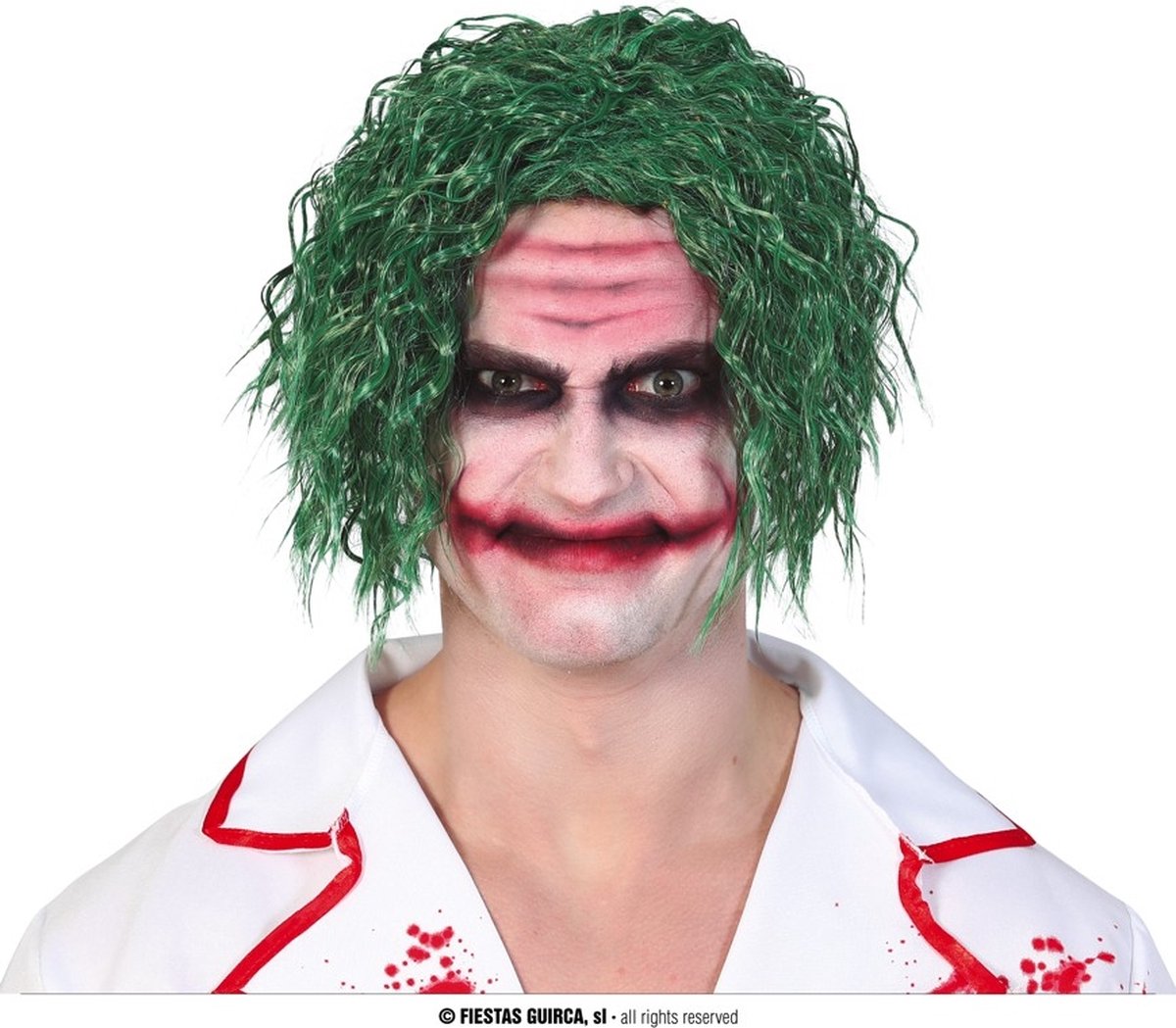 Fiestas Guirca Horror clown verkleed pruik - the Joker - groen - volwassenen - Halloween clownspruik voor heren — afbeelding 4