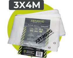 Xstrong Afdekzeil Allround - 3 x 4 m - 120g/m2 - Transparant - 100% Waterbestendig en Scheurbestendig - voor daken, zwembaden, tuinmeubelen, voertuigen, fietsen, aanhangwagen