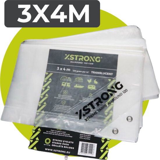 Bâche transparente Xstrong Allround 120, 3x4m, 120 grammes par m2.