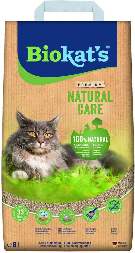 Biokat's Natural Care - 8 L - Kattenbakvulling - Klontvormend - Zonder geur