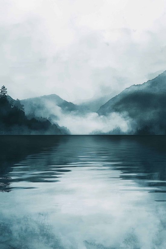 Plus d'affiche | Affiche Nature | Affiche minimaliste | Aquarelle Affiche | Brouillard Poster | Water Poster | Montagnes Poster | Affiche de Voyages | 61x91cm | KMD | Décoration murale | Affiche murale | Convient pour l'encadrement