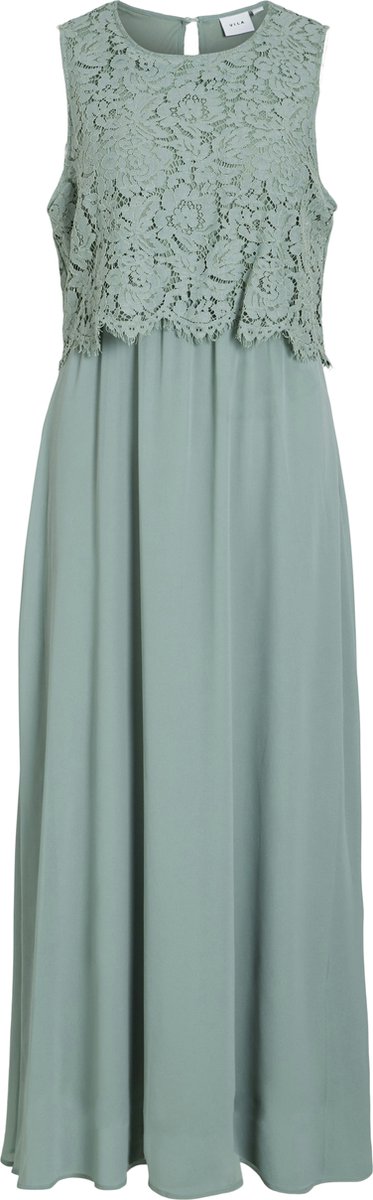 Vila Maxi jurk VIMILINA mouwloos Green Milieu