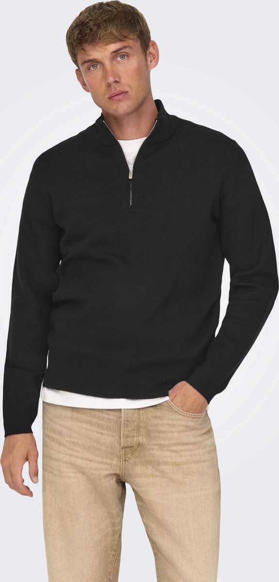 ONLY&SONS ONSCOOPER HALF ZIP HIGH NECK KNIT NOOS Heren Gebreide truien Zwart