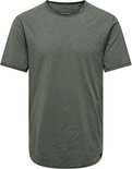 Groene, ronde nek T-shirt met korte mouwen vanONLY & SONS met een licht gestructureerd oppervlak, zicht op de voorkant.