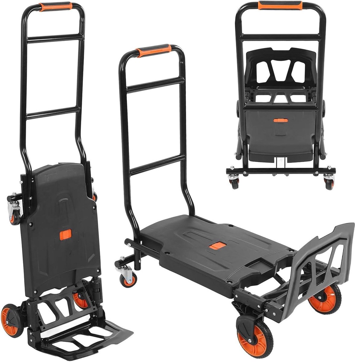 Vouwzak Heavy Duty 350LB Capaciteit Kar Opvouwbare Hand Truck Draagbare Transformeer 2 in 1 - Op Wielen - Klein Platform - Bewegende Dolly BagageKar .