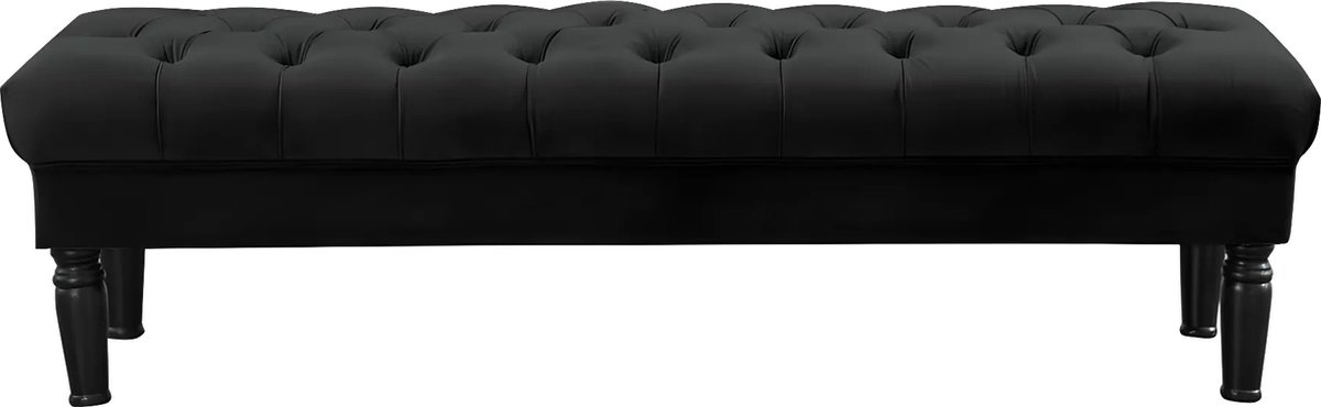Vente-unique Bankje voor voeteneinde bed RINALDO - Zwart fluweel L 160 cm x H 46 cm x D 50 cm