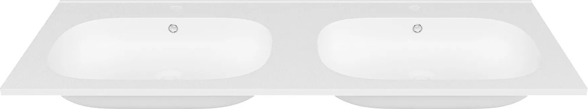Vente-unique Dubbele inbouwwastafel van hars met steeneffect - Wit - L120 x B46 cm - ATIWA