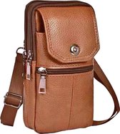 Crossbody tas - heuptas - met schouderband - crossbody tas met riemclip - mobiele telefoon tas - mobiele telefoon tas - perfecte bescherming voor uw mobiele telefoon - herenschoudertas - cadeau - 19*11,5*6cm - geelbruin