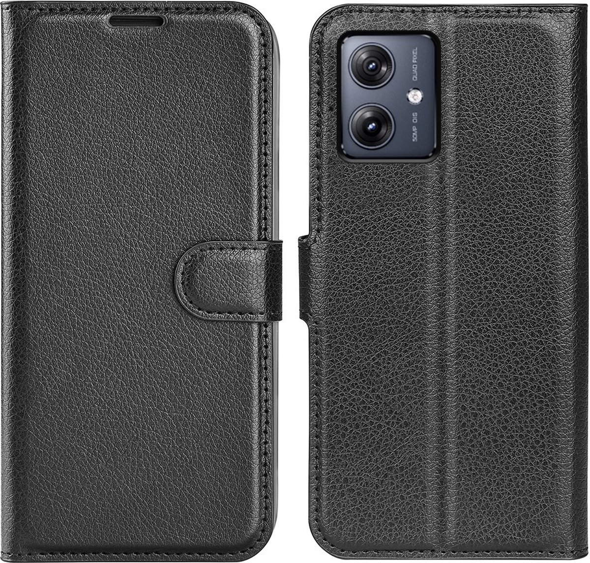 Coverup Hoesje - Geschikt voor Motorola Moto G54 Hoesje - Coverup Book Case - Zwart