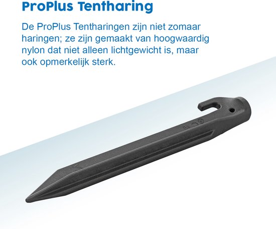 ProPlus Tentharing - 22.5 cm - Grondpennen - Lichtgewicht - Tentpennen - Tentverankering - voor Tenten - Geschikt voor Zachte en Middelharde Ondergronden - Nylon - 6 stuks - Zwart van ProPlus — afbeelding 2