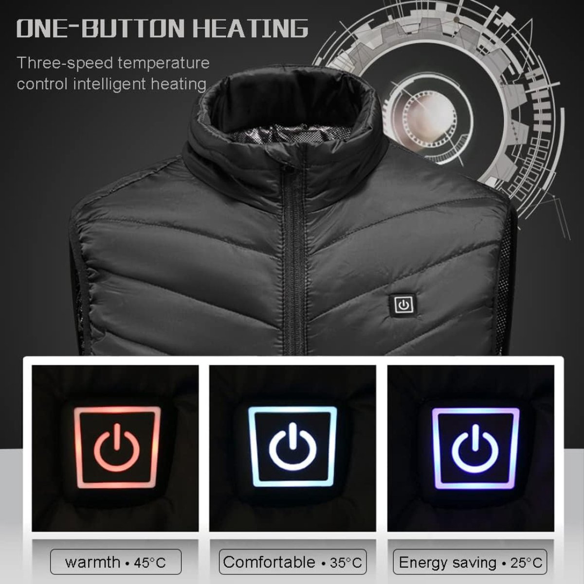 Armorget verwarmd vest, 3 temperatuurinstellingen met 9/13/17 verwarmingszones, USB-oplaadbaar verwarmingsvest, verwarmde jas voor kamperen en wandelen in de open lucht Armorget verwarmd vest, 3 temperatuurinstellingen met 9/13/17 verwarmingszones, USB-oplaadbaar verwarmingsvest, verwarmde jas voor kamperen en wandelen in de open lucht