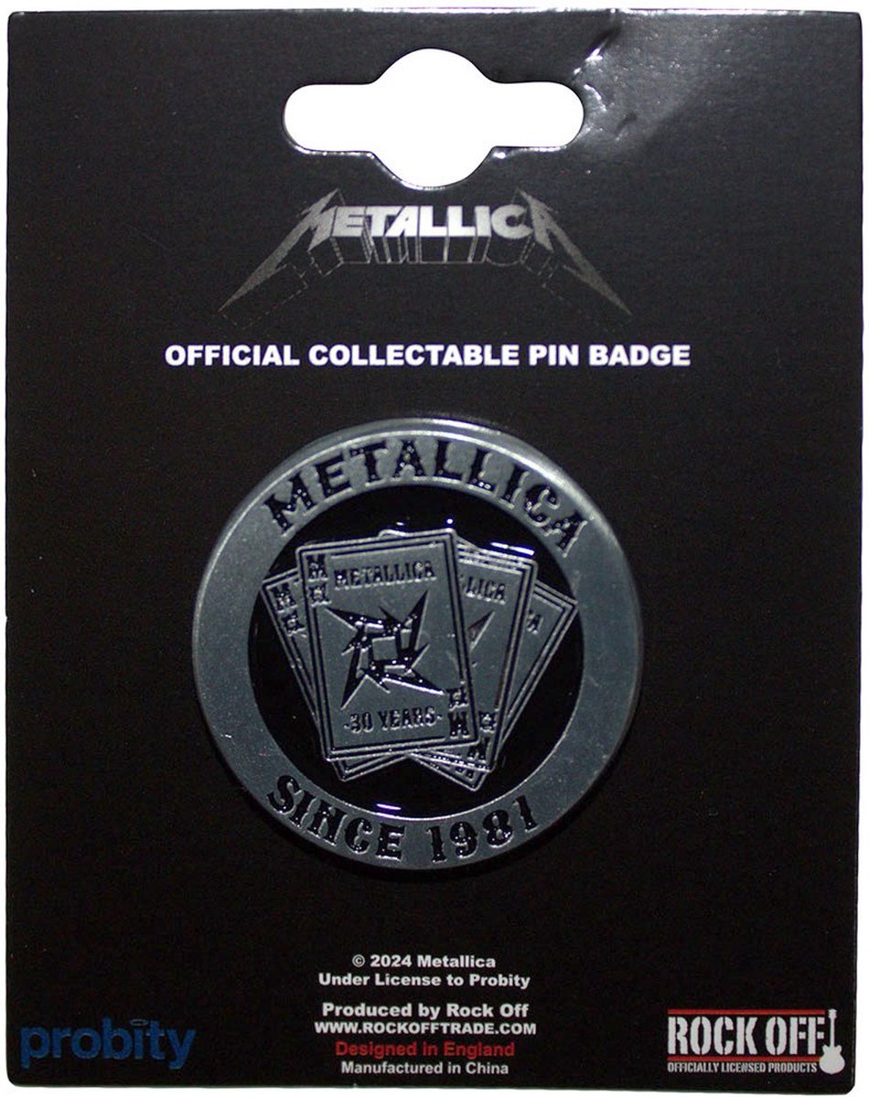 Metallica - 30th Anniversary Playing Card Pin - Zilverkleurig