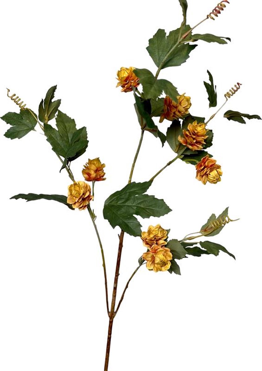 Kunstbloem Hop tak 85cm okergeel