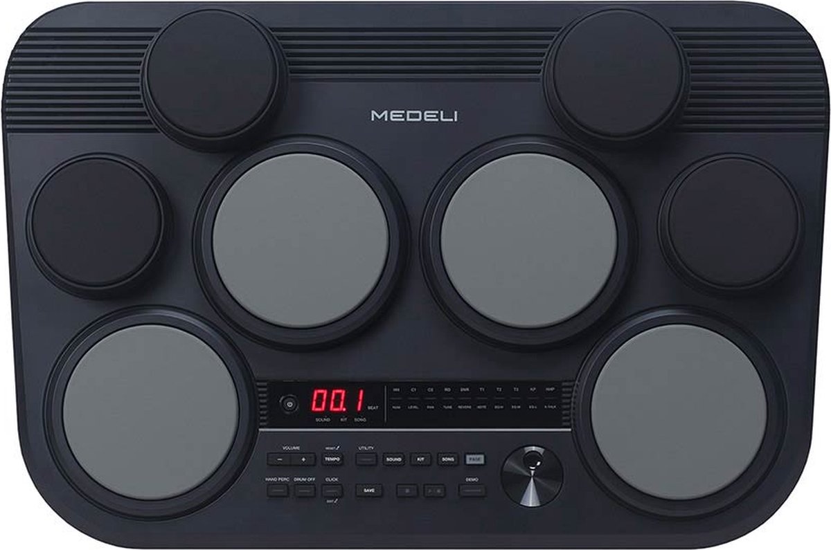 Drumcomputer - Medeli DD225 - 8 aanslaggevoelige pads - Uitgebreide klankenbibliotheek - Inclusief drumstokken