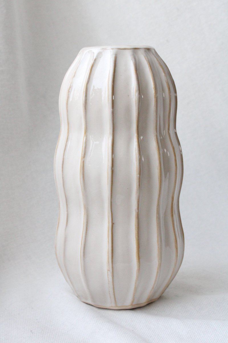 House Of Nature - Keramische Vaas - Ø10×20cm - Rond - Wit