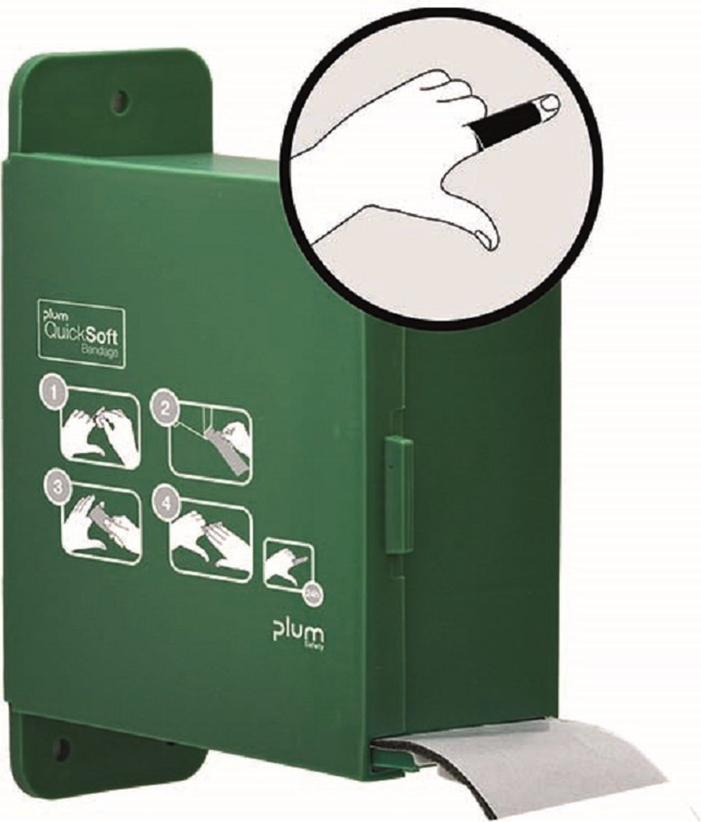 Goedkoopste Plum QuickSoft bandage dispenser - Quicksoft schuimverband automaat met vulling zwart - 5,5 cm breed. x 5 mtr.