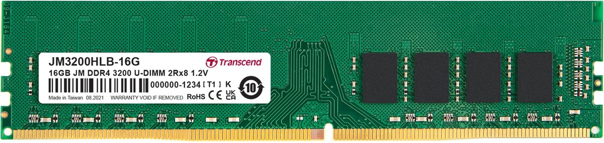 Transcend JetRam JM3200HLE-16G geheugenmodule 1 x 16 GB DDR4 3200 MHz