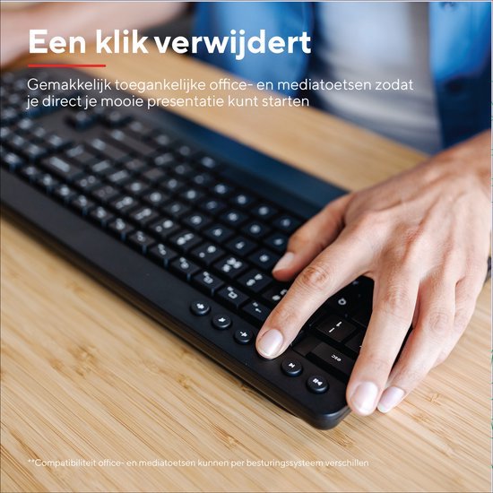 Trust Trezo - Draadloze Toetsenbord en Muis set - Met polssteun - Vlakke toetsen - Qwerty US - Zwart