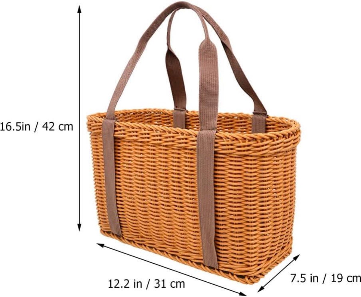 Gevlochten boodschappenmand, paddenstoelmand, rieten mand, boommand, rotan rietmand, picknickmand, bloemenmand, groentemand, fruit- en groentemand, elegant, praktisch, groot