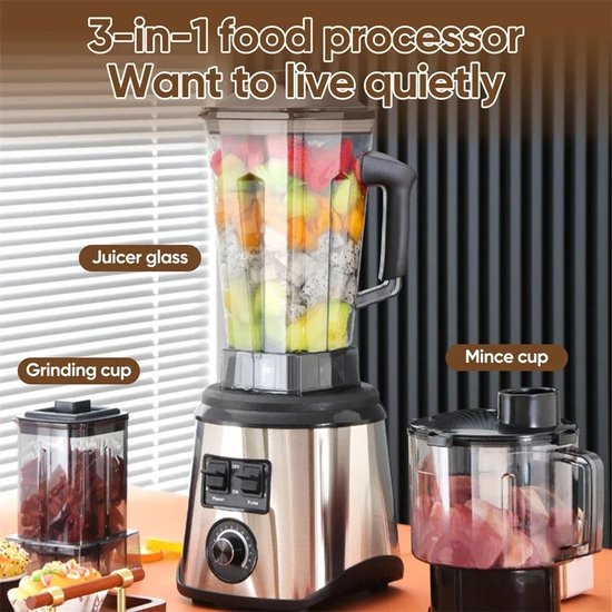 Currentgoodz - 3 in 1 Krachtige Blender - Smoothie Maker - Blender Mixer - Voedsel Processor - 9500W - Mixer - Blender van Currentgoodz — afbeelding 2