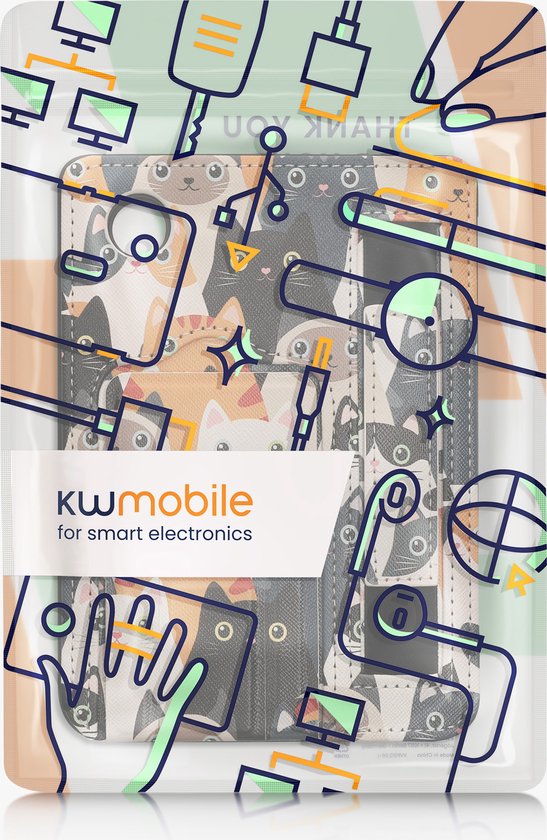 kwmobile e-reader hoesje geschikt voor Kobo Clara 2E hoes - Met polsband en standaard - Kunstleren e reader beschermhoes - Katten design van Merkloos — afbeelding 4