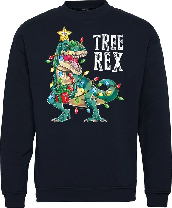 Kersttrui Tree Rex | Foute Kersttrui Dames Heren | Kerstcadeau | Kerstpakket | Navy | maat XS