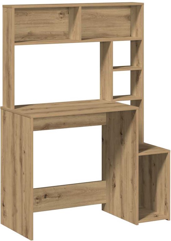 VidaXL Bureau met schappen 100x45x140 cm bewerkt hout wit