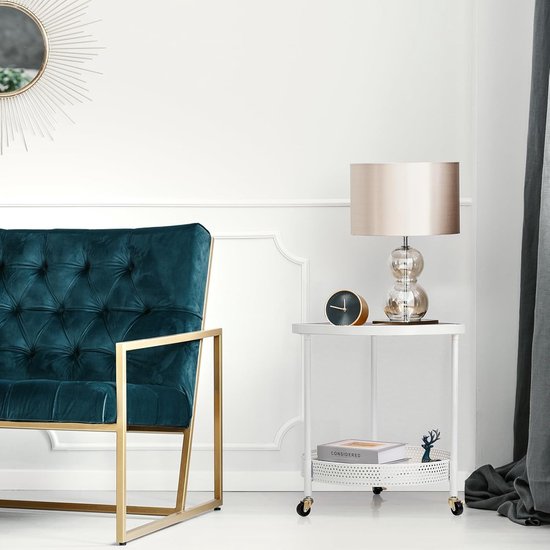 HollyHOME Ronde Bijzettafel Metalen Bijzettafel met 2 Lagen, Snacktafel