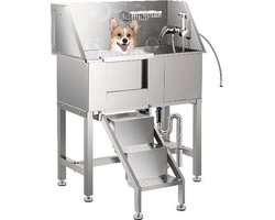 Professionele Hondenbad - Rechtshandig - Warm & Koud Water Slangen - RVS