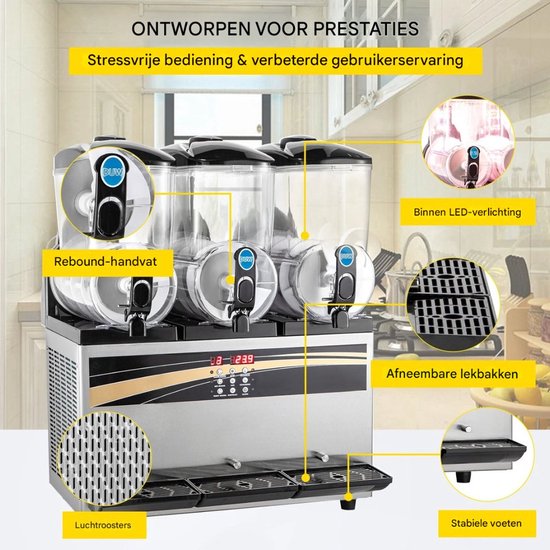 Slush Puppy Machine PRO - 45L - 3 Smaken - Met Display - RVS van Slush Puppy — afbeelding 4