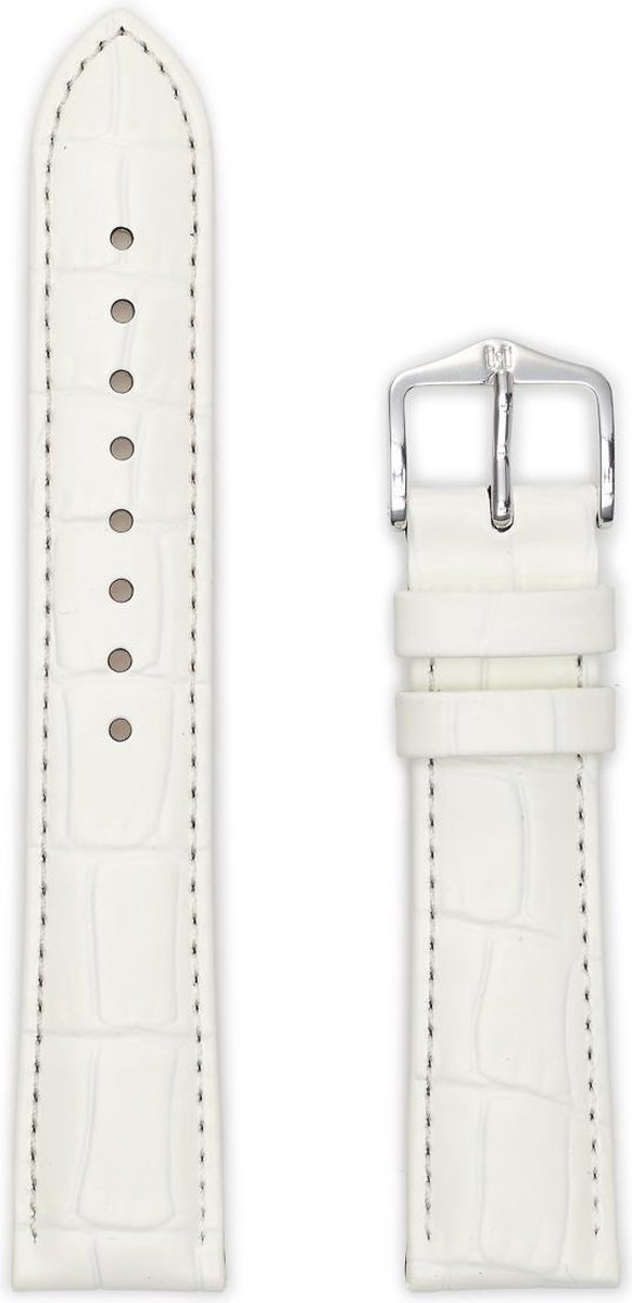 Hirsh Horlogeband - Louisianalook Wit - Leer - 24mm