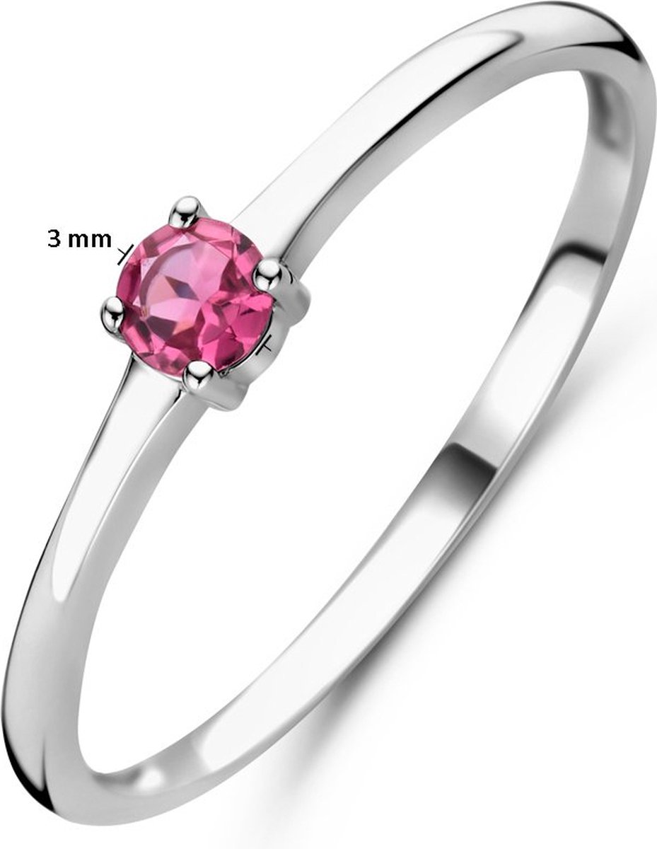 Gerhodineerd Zilver Ring Met Geboortesteen Roze Toermalijn Oktober 1337114