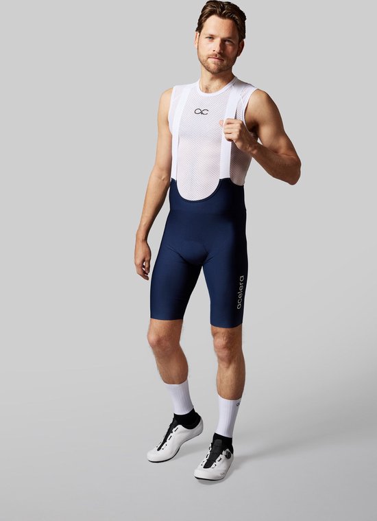 Acelera Short de cyclisme intermédiaire homme avec chamois Blue marine - Cuissards de cyclisme - Cuissards de cyclisme - VTT - Cuissards à bretelles - Spinning - Vêtements de cyclisme - Cuissards à bretelles - Short - Bretelles - Taille XL