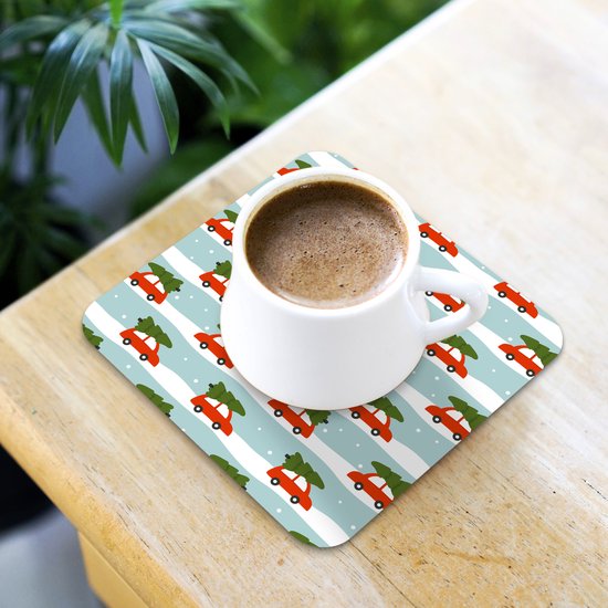 Sous- Sous-verres - Noël - Sapin de Noël - Neige - 10x10 cm - 6 pièces