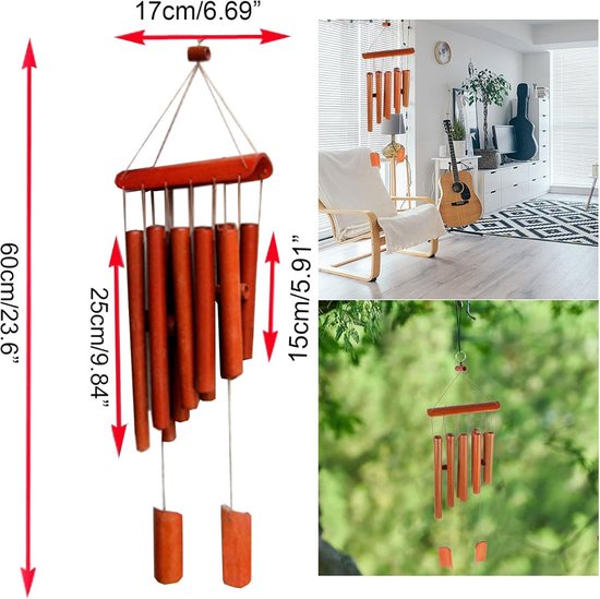 Bamboe houten windgong kraanvogel | Zus & Zo Oostburg | Unieke cadeau's vindt u hier