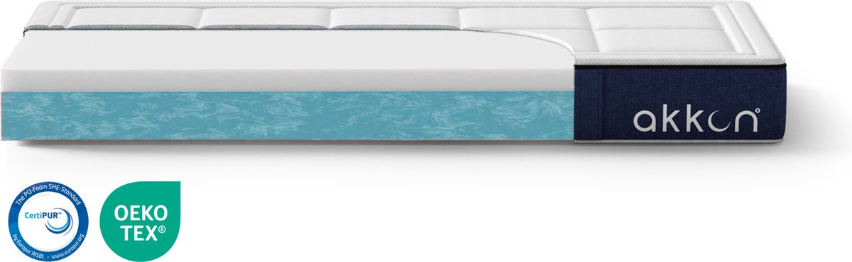 Akkon® NASA Traagschuim Matras 120x220 - 25 cm dik | Traagschuim met Koudschuim - 100 nachten proefslapen