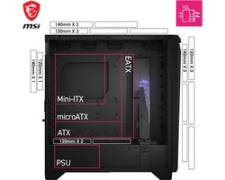 MSI MPG GUNGNIR 300P AIRFLOW - PC Case - Behuizing - Compatibel voor ATX, EATX, ITX, micro ATX - Zwart