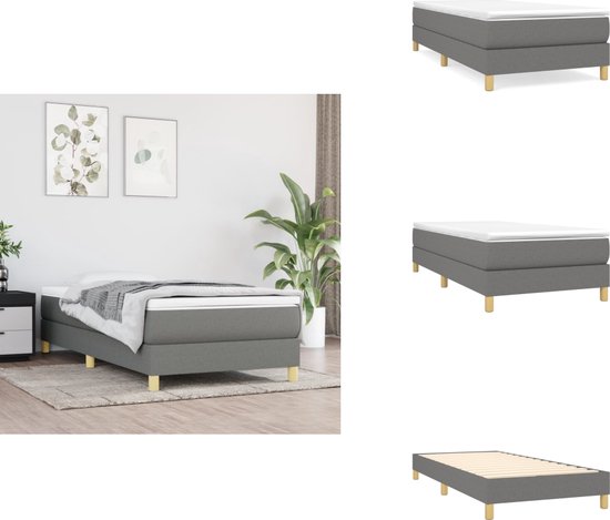 vidaXL Boxspring bed fluweel donkergrijs 90x200 cm, bed, slaapmeubel, bedbodem, ledikant, bedframe, eenpersoonsbed, boxspring, bedden, ledikanten
