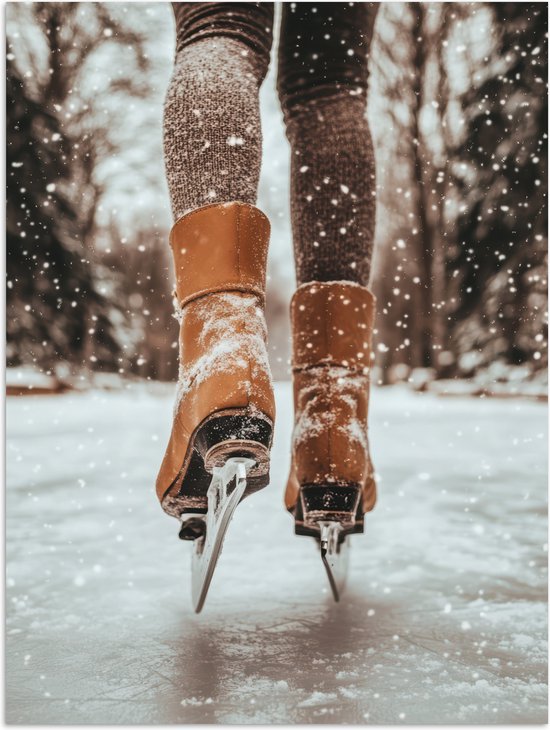 Poster 60x80 cm - Schaatsen - IJs - Winter - Sneeuw - Posters - Kamer decoratie - Wanddecoratie woonkamer - Muurdecoratie slaapkamer