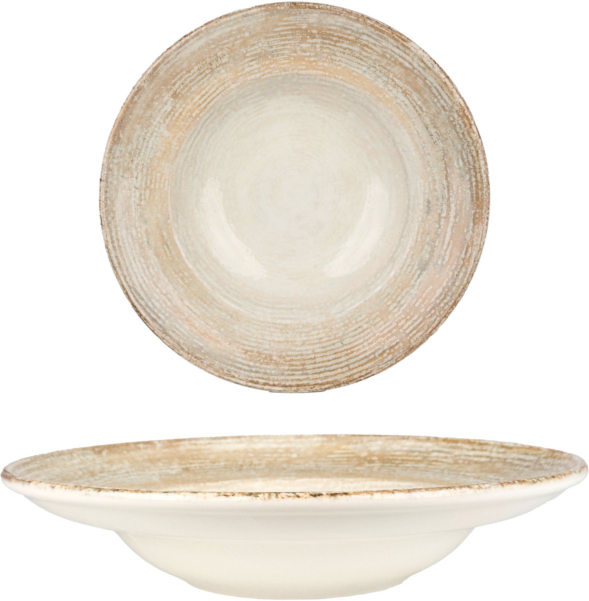 6 x soepborden, pastaborden, dinerborden, saladeborden, servies, diepe borden, 130 cl, oranje, crème, porselein, rond, Bonna Aura, terracotta, Bloom, randbescherming