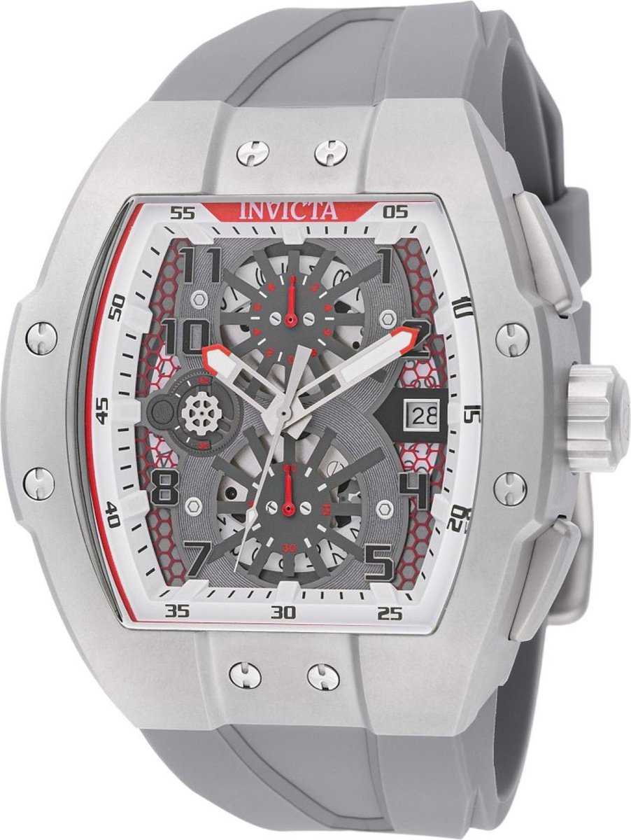 Invicta Racing 48026 Heren Horloge - Waterdicht - Analoog - Quartz Uurwerk - Roestvrij Staal met grijze Wijzerplaat - 47mm