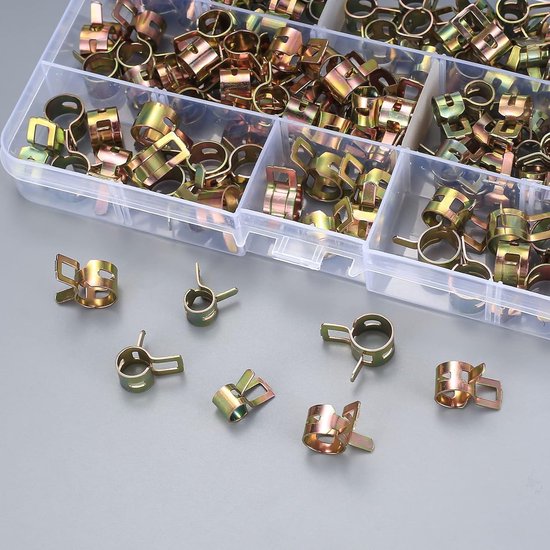 100 stuks - Slangklemmen - slangklem - Veerslangklem - 6 mm/7 mm/8 mm/9 mm/10 mm/11 mm/12 mm/14 mm/15 mm/17 mm - staal - gegalvaniseerd - voor auto, motorfiets, boot, aquarium, grasmaaier — afbeelding 2