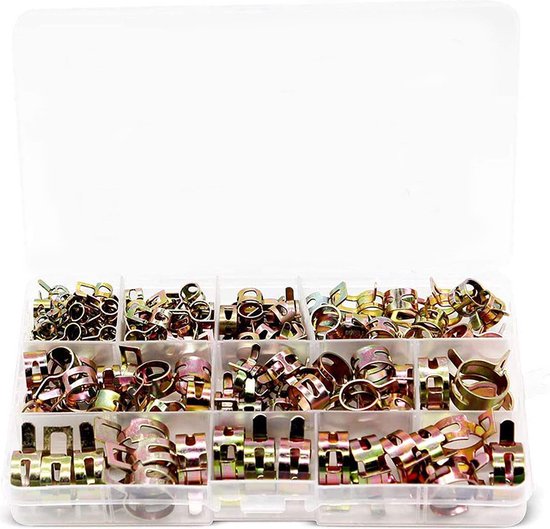 100 stuks - Slangklemmen - slangklem - Veerslangklem - 6 mm/7 mm/8 mm/9 mm/10 mm/11 mm/12 mm/14 mm/15 mm/17 mm - staal - gegalvaniseerd - voor auto, motorfiets, boot, aquarium, grasmaaier