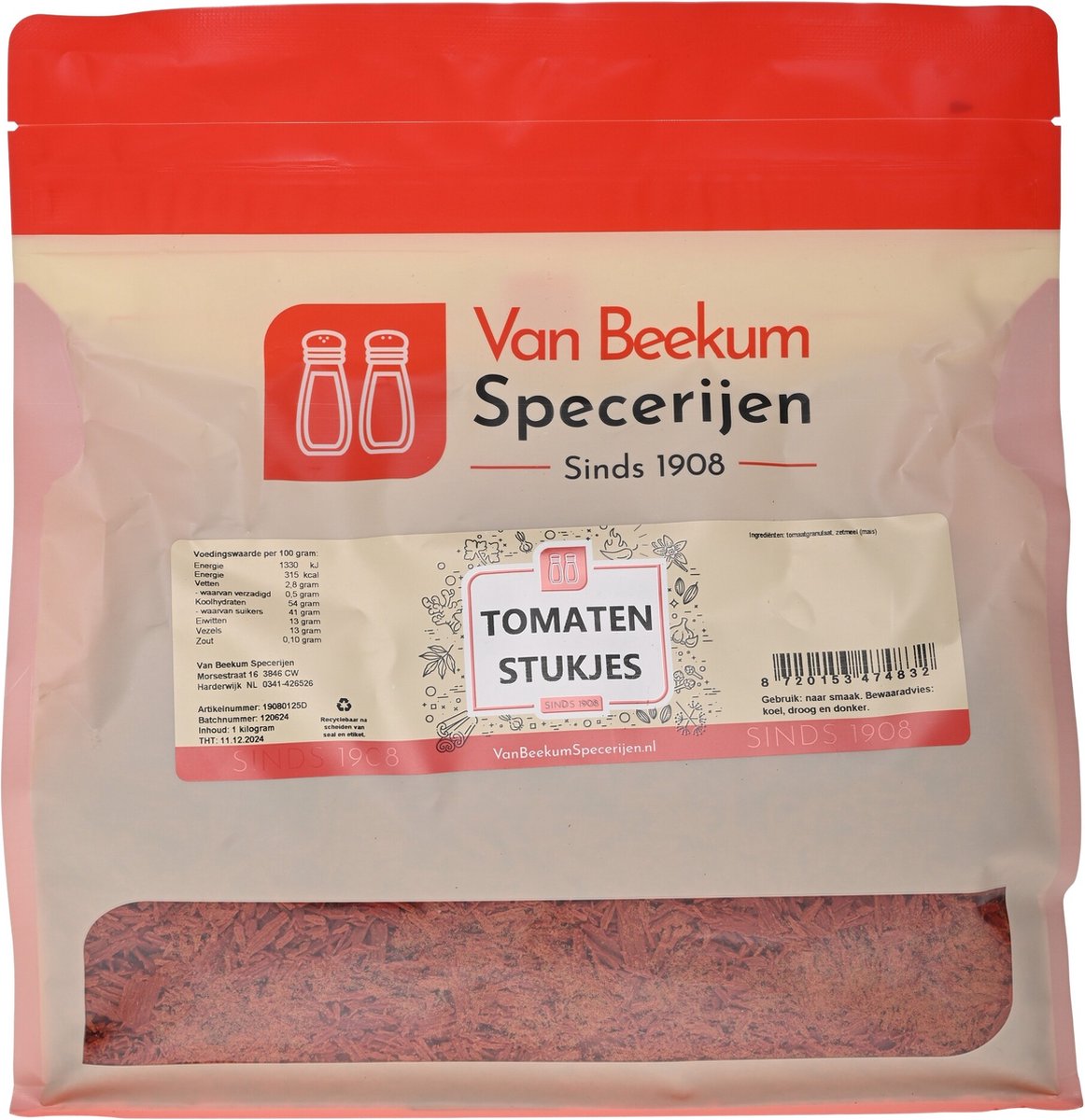 Goedkoopste Van Beekum Specerijen - Tomaten Stukjes - 1 kilo (hersluitbare stazak