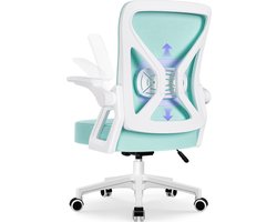Hiaonyx Bureaustoel-Ergonomische bureaustoel-bureaustoelen voor volwassenen-Opklapbare armleuningen-Lendensteun-Verdikt en verbreed zitkussen-Blauwachtig wit