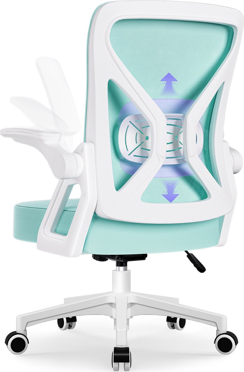 Hiaonyx Bureaustoel-Ergonomische bureaustoel-bureaustoelen voor volwassenen-Opklapbare armleuningen-Lendensteun-Verdikt en verbreed zitkussen-Blauwachtig wit - Hiaonyx - €84,99