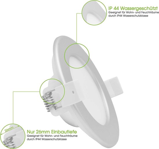 Pack De 2 Spots D'Éclairage Encastrés Pour Salle De Bain - IP44 - Aluminium - Fassung GU10 - Couleurs Variables