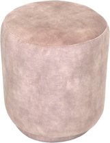 Ronde Poef - 37x37x44 cm - Leverkleur - Stof - poef rond velvet, zitzak, poef rond, poef rond grijs, poefs rond, poef velvet,